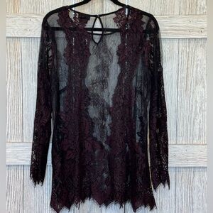 City Chic Black and Burgundy Lace Top sz 18 NWT